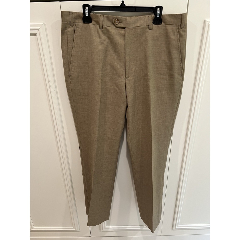 Santorelli Luxury‎ Serge Romeo 100% Wool Dress Pants Men's Size 36x31 Tan Italy